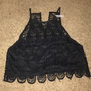 Black lace crop top